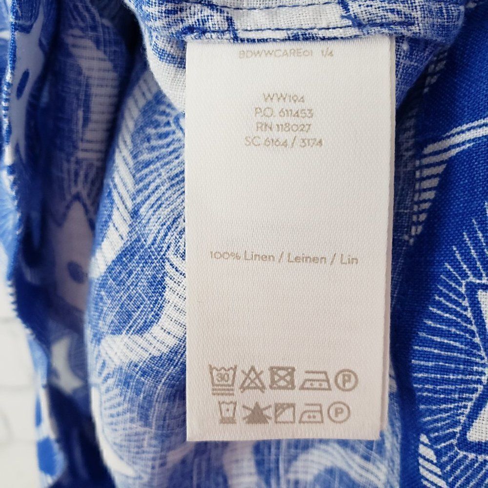 Boden Star Print Blue White 100% Linen Dress Size 4 Petite July 4th Patriotic - Picture 9 of 9